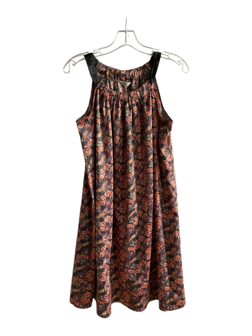 Euro Medium Paisley Psychedelic Halter Bohemian Sunset Tone mini-to-midi dress
